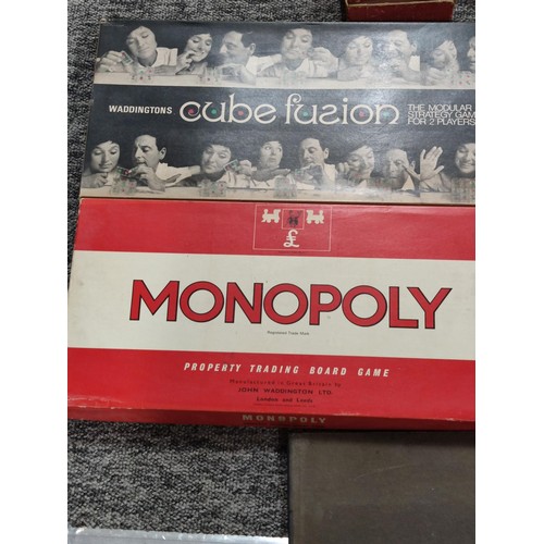 Large quantity of vintage board games inc Monopoly, Cube Fusion