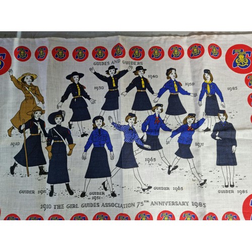 14 - Good quality 75th Anniversary girl guides tea-towel, a Broneirion (local to here) home of the welsh ... 