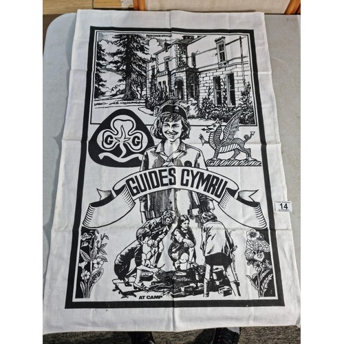 14 - Good quality 75th Anniversary girl guides tea-towel, a Broneirion (local to here) home of the welsh ... 