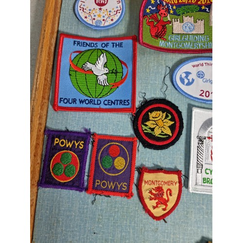 16 - Collection of 30x girl guide patches all in good order inc World Thinking Day, Powys badges, Broneir... 