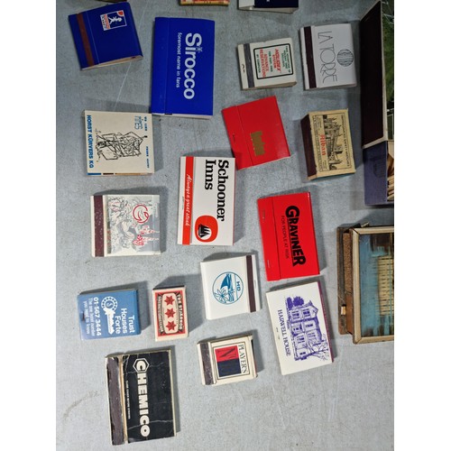 22 - Large wooden box containing a very large quantity of advertising matches inc Players, National Garde... 