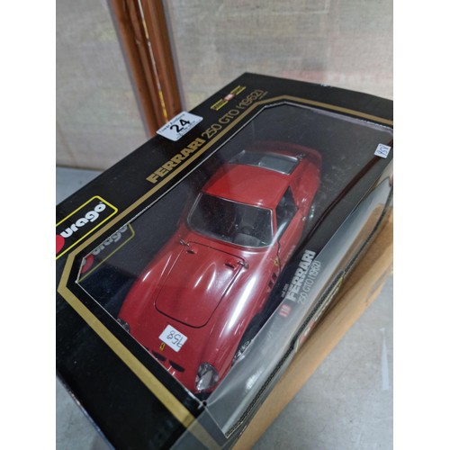 24 - Boxed Burago scale model of a Ferrari 250 GTO (1962), complete with box and outer box in as new cond... 