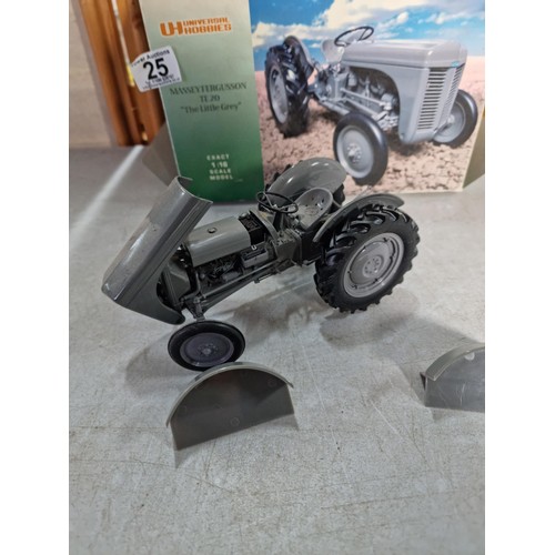 25 - Boxed Universal Models 1:16 scale diecast Massey Ferguson TE 20 'Little Grey' tractor comes with spa... 