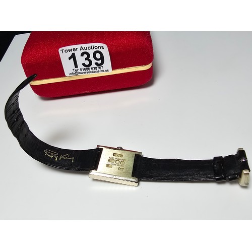 139 - A good quality very rare cased manual wind watch by Roy King with a hallmarked silver case and buckl... 