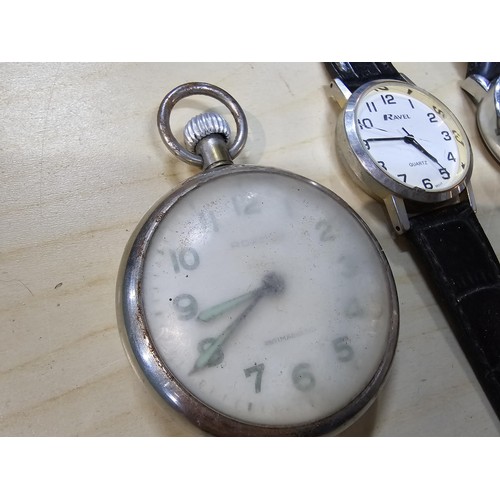 245 - A collection of 10 various watches and 12 travel clocks to include a good quality horseshoe formed t... 