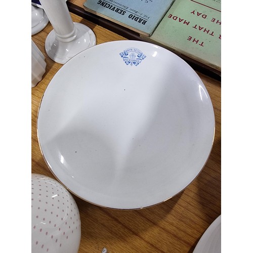 51 - A good quality china and ceramic part tea/ dinner set to include pink polka-dot design Churchill Eng... 