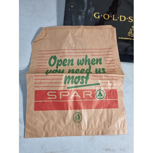 119 - Collection of collectable carrier bags to include one by Pryce Jones, Spar, Goldsmiths Group Jewelle... 