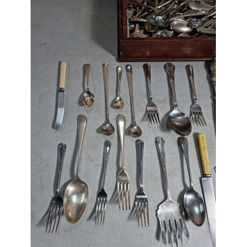 120 - Very large qty of various antique, vintage and some modern flatware, cutlery and kitchen tools compl... 