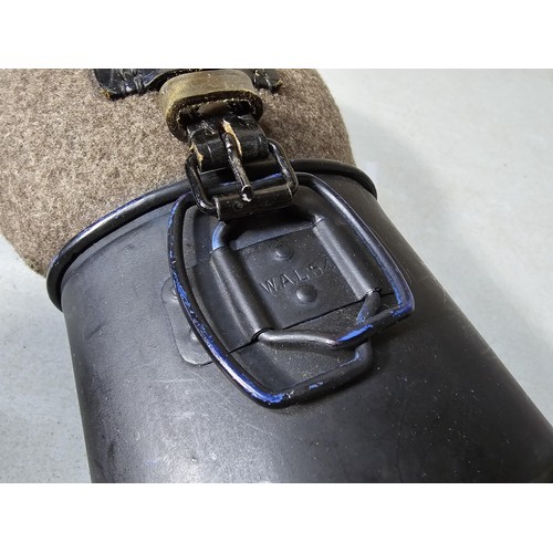 292 - Collection of 3x cased military water carriers with leather straps inc a HRE 59, a W.A.L. 54 and one... 