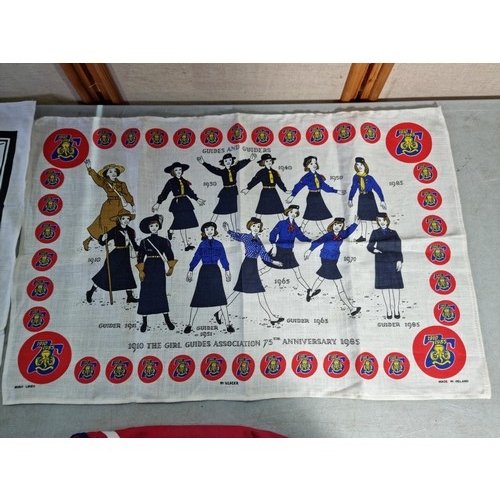 14 - Good quality 75th Anniversary girl guides tea-towel, a Broneirion (local to here) home of the welsh ... 