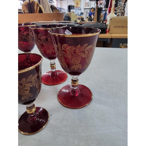 3 - Collection of very good quality ruby red Moser glasses which are highly collectable and rare to find... 