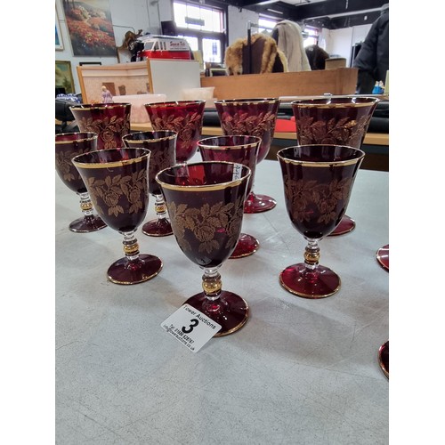 3 - Collection of very good quality ruby red Moser glasses which are highly collectable and rare to find... 