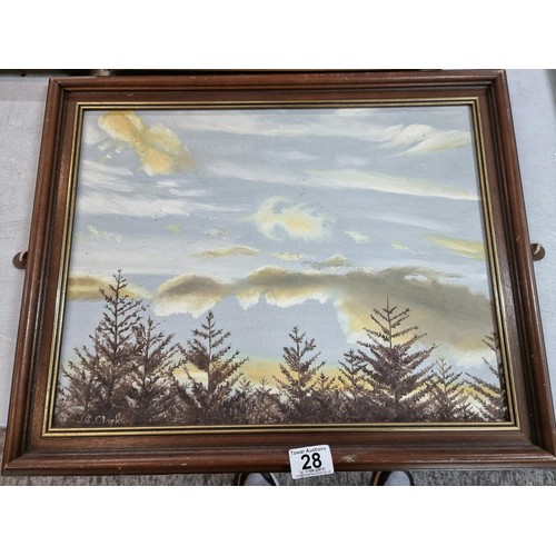 28 - Collection 5x original framed artworks by local artist J C Clark including 4x oil on board of variou... 