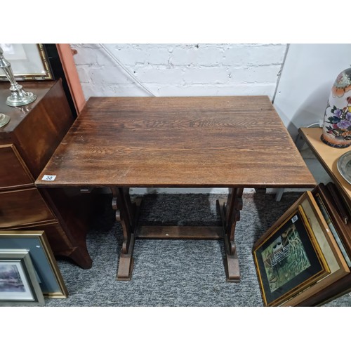 30 - Good quality refectory table in oak with ornate carved legs in the style of a plume of feathers, in ... 