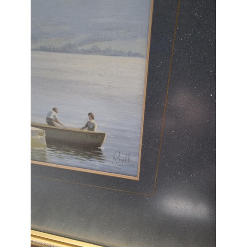 32 - Good quality framed and glazed acrylic on board of a lake scene by Ron Harris, well executed, pictur... 