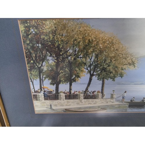 32 - Good quality framed and glazed acrylic on board of a lake scene by Ron Harris, well executed, pictur... 