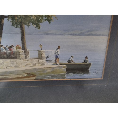 32 - Good quality framed and glazed acrylic on board of a lake scene by Ron Harris, well executed, pictur... 