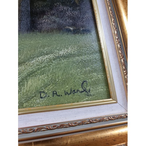 34 - Gilt framed oil on canvas painting of a woodland scene, well executed signed to the lower right by l... 