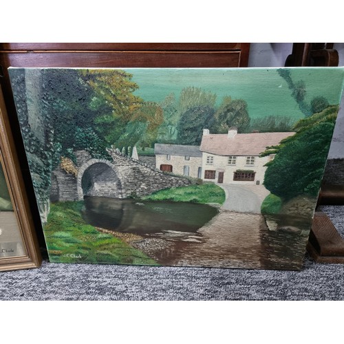 40 - 2x oil paintings by local artist J. C. Clark inc a framed oil on board of a still life scene along w... 