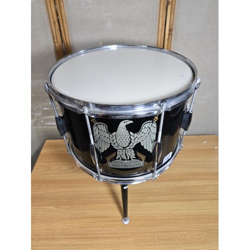 57 - An impressive military marching side drum by Rose Morris for the Royal Scots Dragoon guards Waterloo... 