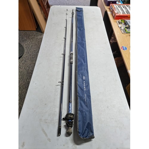 49 - A good quality Shakespear Salt MPV fishing rod in blue carry bag, rod measures 3.05m, has a casting ... 