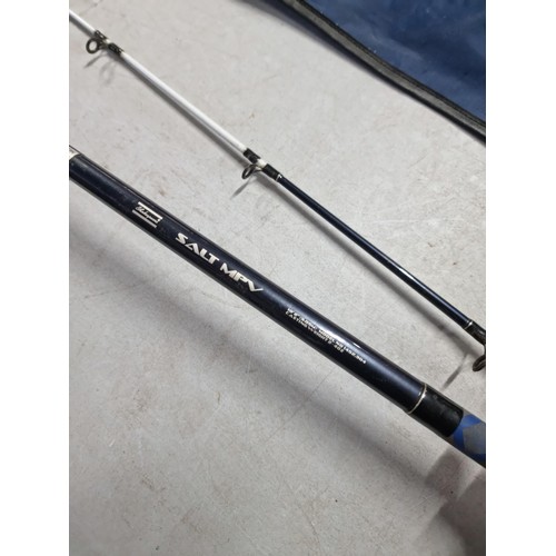 49 - A good quality Shakespear Salt MPV fishing rod in blue carry bag, rod measures 3.05m, has a casting ... 