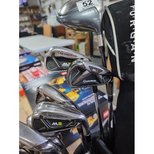 52 - A good quality set of golf cubs in a golf bag inc 6x Taylor Made M2 golf Irons 4 - 9, Taylor Made Bu... 