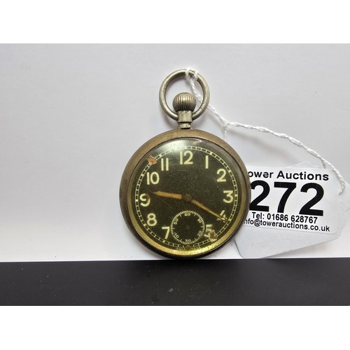 272 - A rare WWII military pocket watch, most likely by Fleurier, the case is marked to the back with a br... 