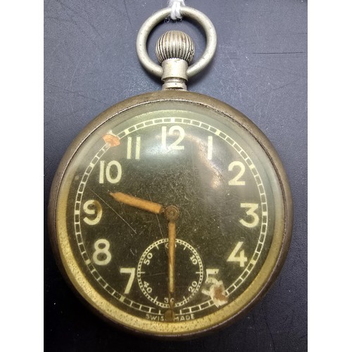 272 - A rare WWII military pocket watch, most likely by Fleurier, the case is marked to the back with a br... 