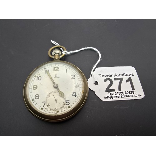 271 - A good rare WWII Omega military pocket watch circa 1940 with the broad arrow mark to the back, marke... 