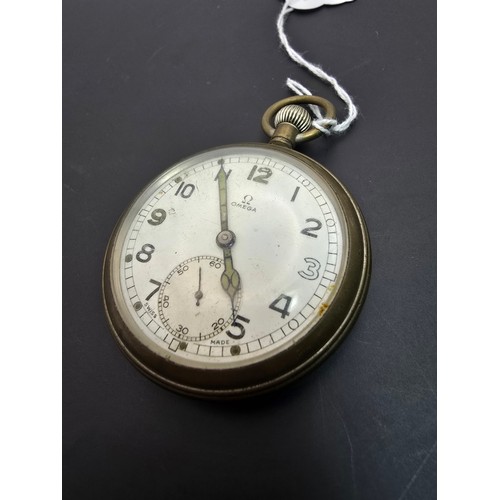 271 - A good rare WWII Omega military pocket watch circa 1940 with the broad arrow mark to the back, marke... 