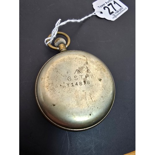 271 - A good rare WWII Omega military pocket watch circa 1940 with the broad arrow mark to the back, marke... 