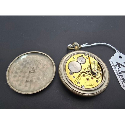 271 - A good rare WWII Omega military pocket watch circa 1940 with the broad arrow mark to the back, marke... 