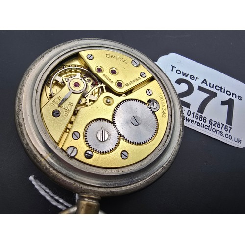 271 - A good rare WWII Omega military pocket watch circa 1940 with the broad arrow mark to the back, marke... 