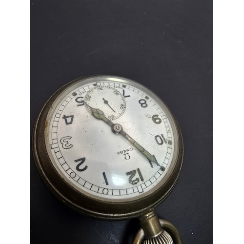 271 - A good rare WWII Omega military pocket watch circa 1940 with the broad arrow mark to the back, marke... 