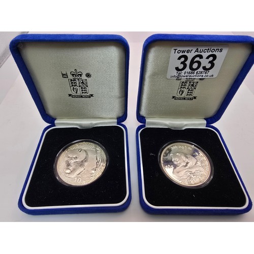 2x cased The Royal Mint Chinese commemorative 10 yuan .999 silver coins