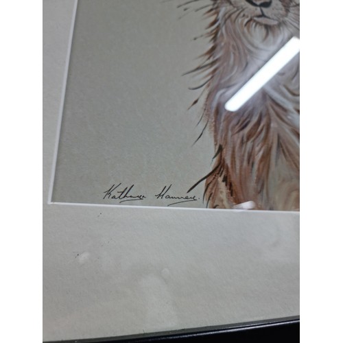 20 - A framed and glazed print of a brown hare by Katherine Harvey titled Harry the hare. Has a height of... 