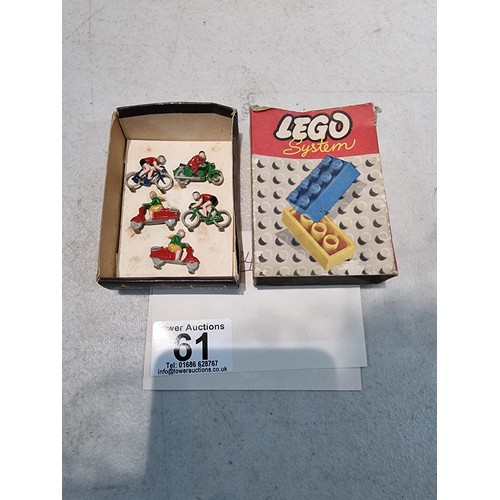 61 - Very Rare Vintage 1960's original Lego System 270 containing the original plastic bikes, 5x in total... 