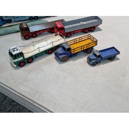 62 - Quantity of Dinky lorries inc a Leyland Comet, a Foden, Leyland Octopus, a  Pullmore car transporter... 