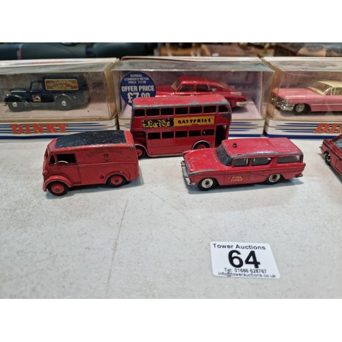 64 - Quantity of Dinky vehicles, inc 3x boxed Dinky cars inc a pink Cadillac, Nash Rambler, Royal Mail Va... 