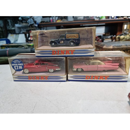 64 - Quantity of Dinky vehicles, inc 3x boxed Dinky cars inc a pink Cadillac, Nash Rambler, Royal Mail Va... 