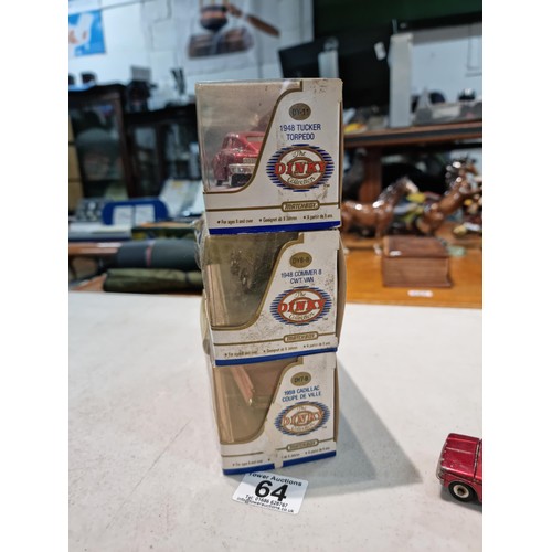 64 - Quantity of Dinky vehicles, inc 3x boxed Dinky cars inc a pink Cadillac, Nash Rambler, Royal Mail Va... 