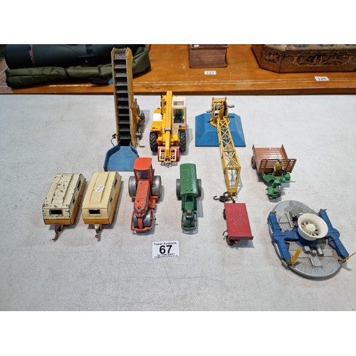 67 - Quantity of vintage Dinky vehicles inc a 2x caravans, a hovercraft, a crane, an escalator etc all in... 