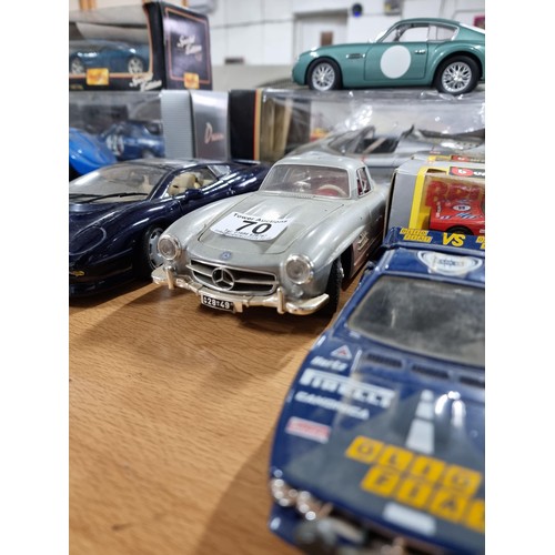 70 - Quantity of collectable scale model cars by Burago and Maisto, inc 2x boxed Lancia Burago cars, boxe... 
