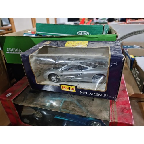 72 - Collection of diecast vehicles inc a boxed Mira Lamborghini Diablo 1/18 scale, a boxed Maisto Mclare... 