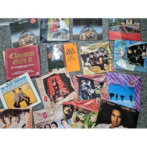 73 - Box containing a quantity of LP records inc a selection of ABBA, Queen, Niel Diamond, Everly Brother... 