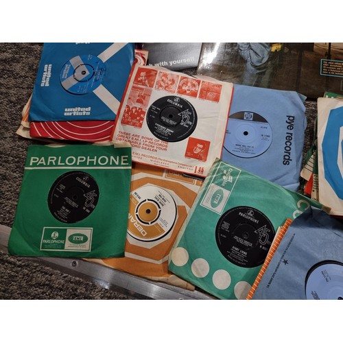 74 - Box containing a quantity of records inc Elvis, Stevie Wonder, Cliff Richard etc along with a select... 