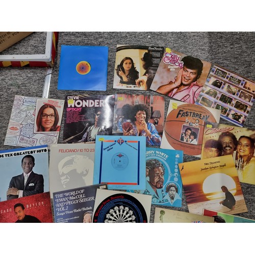 74 - Box containing a quantity of records inc Elvis, Stevie Wonder, Cliff Richard etc along with a select... 