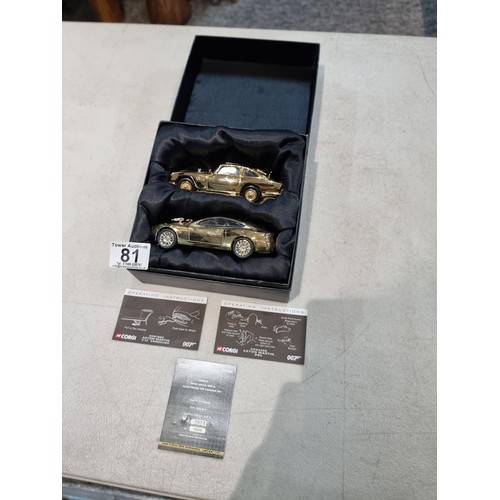 81 - Boxed limited edition gold plated 007 40th anniversary twin set by Corgi CC99171, two diecast 24ct g... 