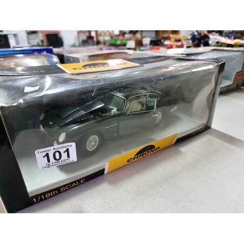 101 - Collection of 3x diecast boxed cars inc Sun Star metal Aston Martin DB5 1/18 scale, a Maisto Mercede... 